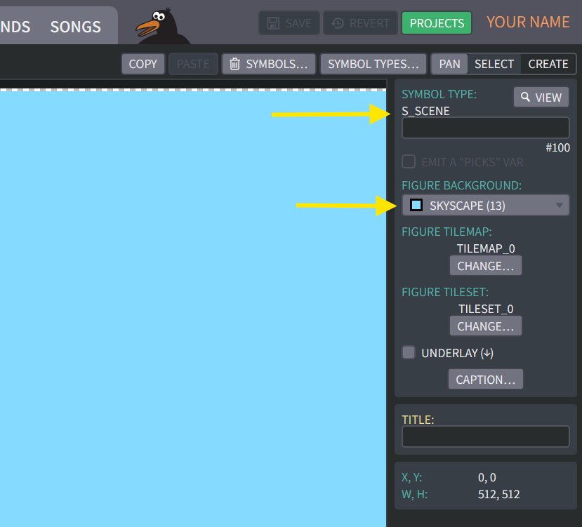 Symbol properties for S_SCENE