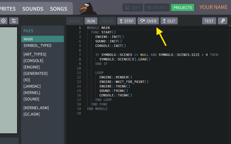 Stepping "over" statements in the debugger