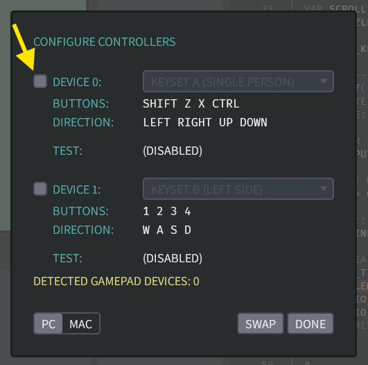 Disabling the keyboard controls